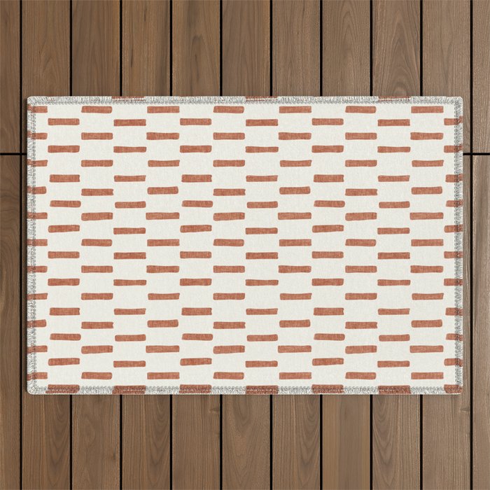block print dash - terra cotta Outdoor Rug Gallery Image 1