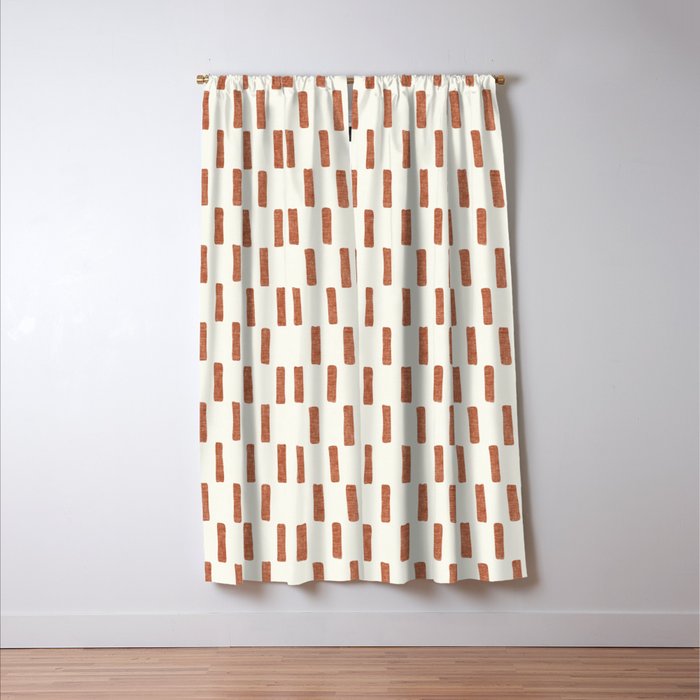 block print dash - terra cotta Window Curtain Gallery Image 3