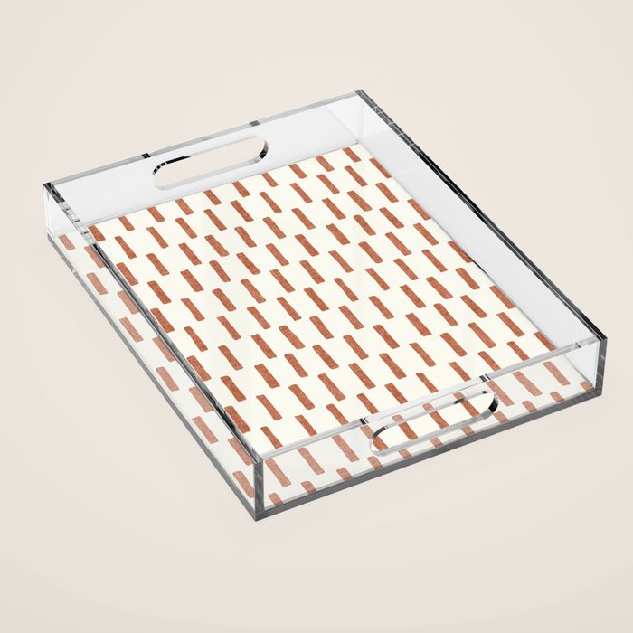 block print dash - terra cotta Acrylic Tray Gallery Image 1