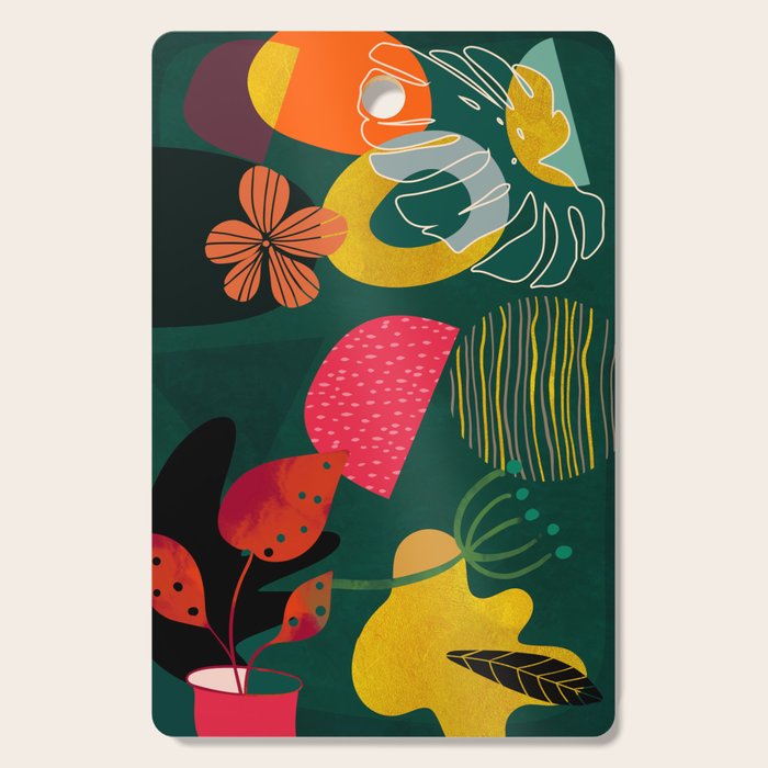 mid century shapes garden party 3 Cutting Board Gallery Image 1