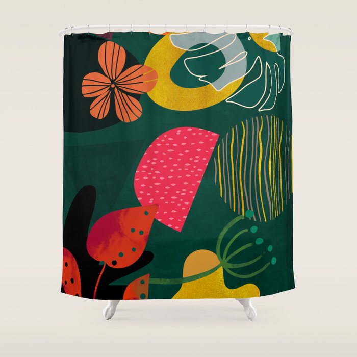 mid century shapes garden party 3 Shower Curtain Gallery Image 1