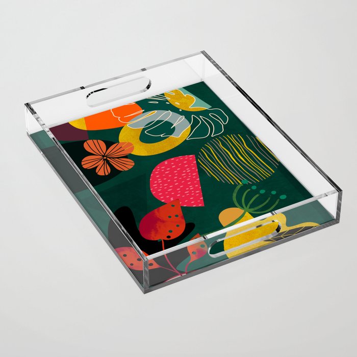 mid century shapes garden party 3 Acrylic Tray Gallery Image 1