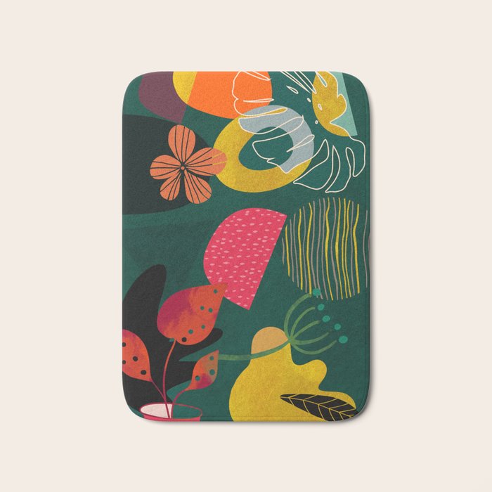 mid century shapes garden party 3 Bath Mat Gallery Image 1