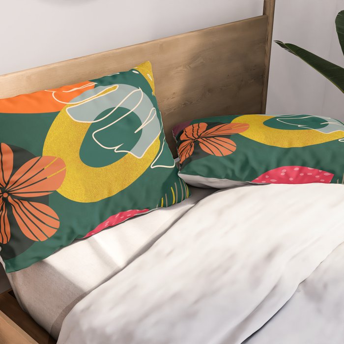 mid century shapes garden party 3 Pillow Sham Gallery Image 2