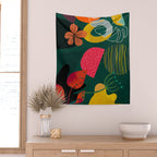 mid century shapes garden party 3 Wall Tapestry Gallery Image 2