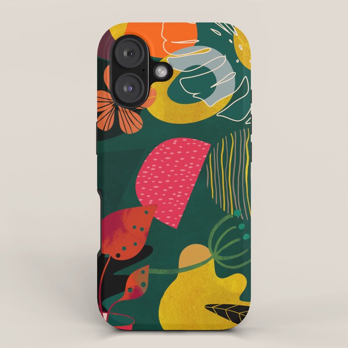 mid century shapes garden party 3 iPhone Case Gallery Image 1