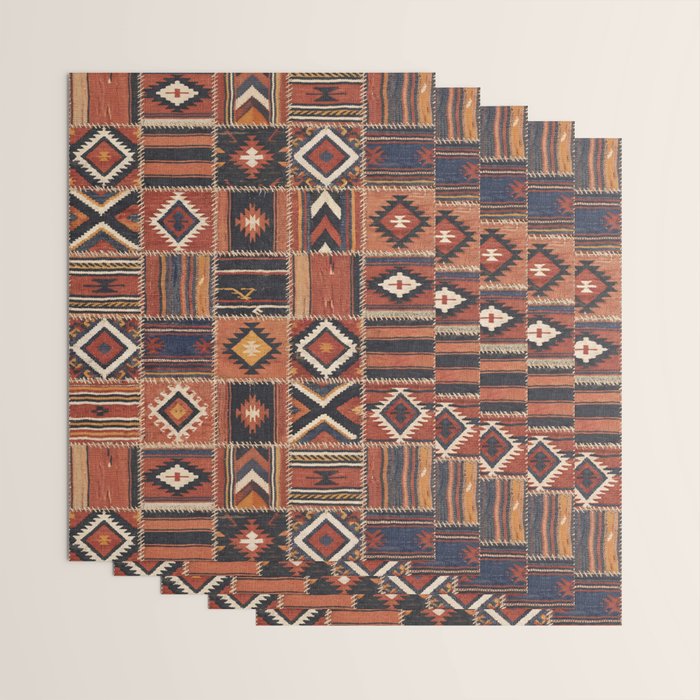 Geometric Tribal Patchwork Rug Design Wrapping Paper Gallery Image 3