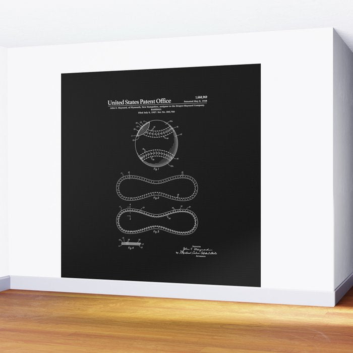 Baseball Patent - Black Wall Mural Gallery Image 2