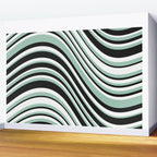 Wavy Stripes XII - Mint, Black and White Wall Mural Gallery Image 2