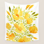 Watercolor California poppies (Quad set, #2) Wall Tapestry Gallery Image 4