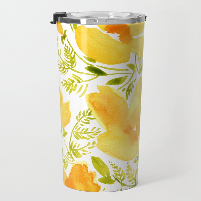 Watercolor California poppies (Quad set, #2) Travel Mug Gallery Image 3
