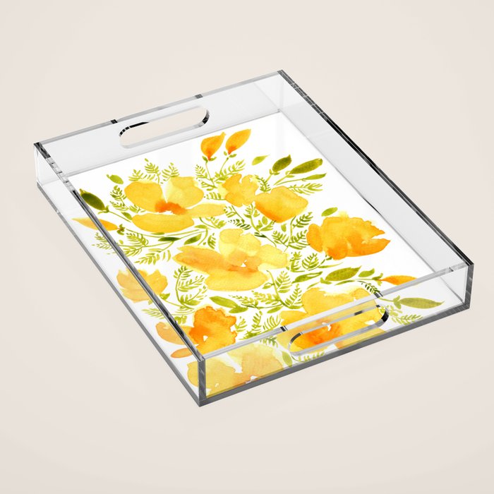 Watercolor California poppies (Quad set, #2) Acrylic Tray Gallery Image 1