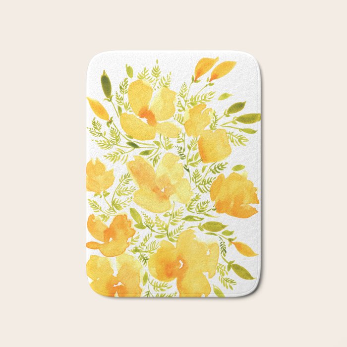 Watercolor California poppies (Quad set, #2) Bath Mat Gallery Image 1