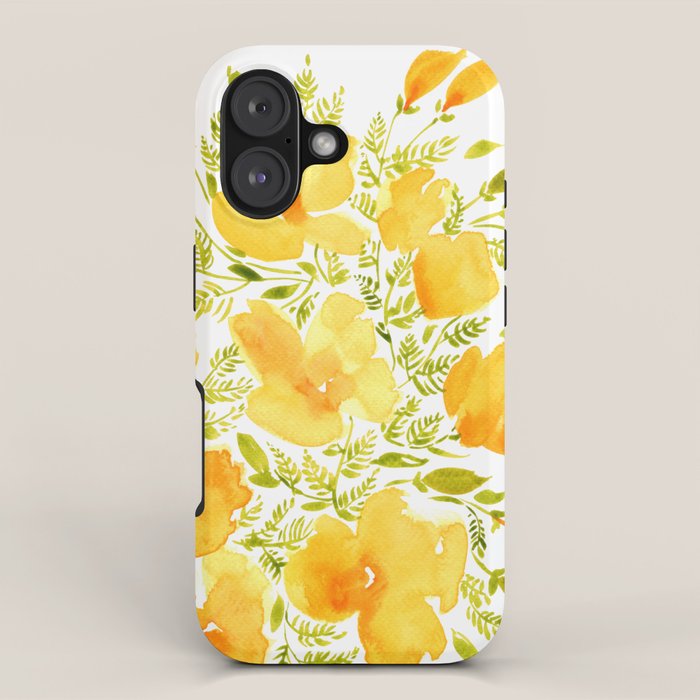 Watercolor California poppies (Quad set, #2) iPhone Case Gallery Image 1