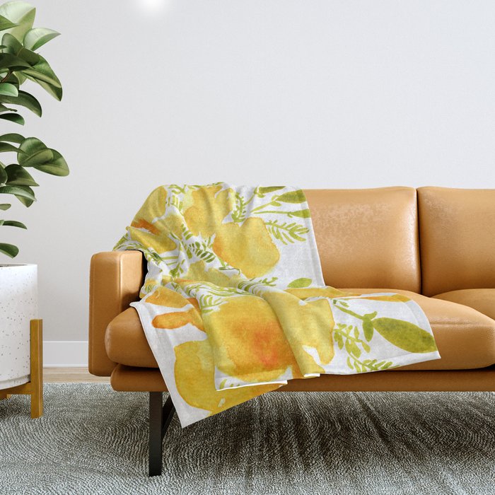 Watercolor California poppies (Quad set, #2) Throw Blanket Gallery Image 1