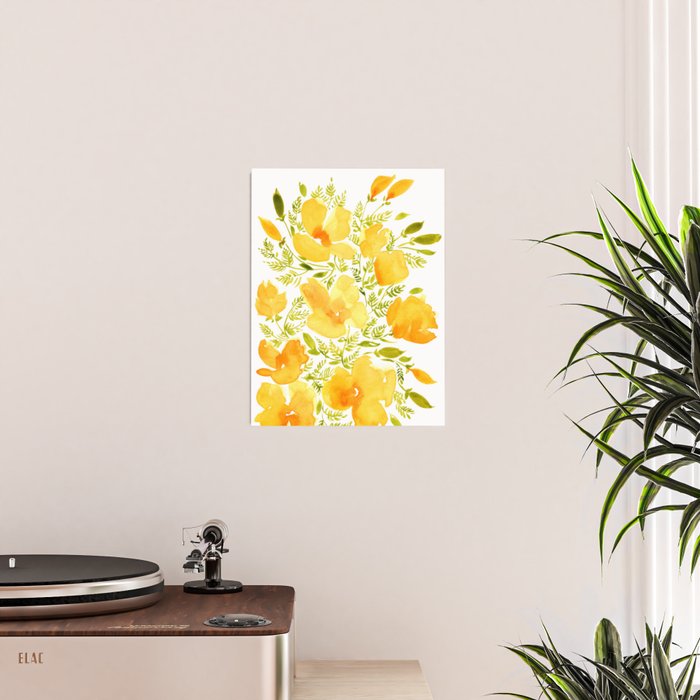 Watercolor California poppies (Quad set, #2) Poster Gallery Image 2