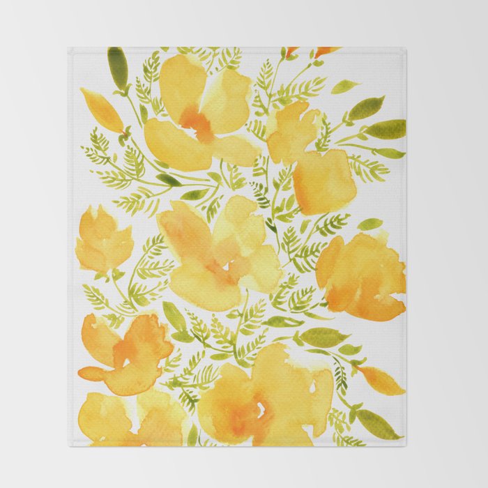 Watercolor California poppies (Quad set, #2) Throw Blanket Gallery Image 2