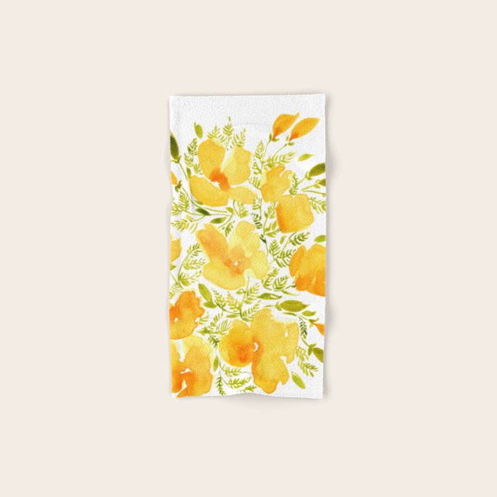 Watercolor California Poppies (Quad Set, #2) Bath Towel