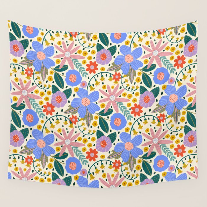 Pure Joy - colorful Floral  Wall Tapestry Gallery Image 1