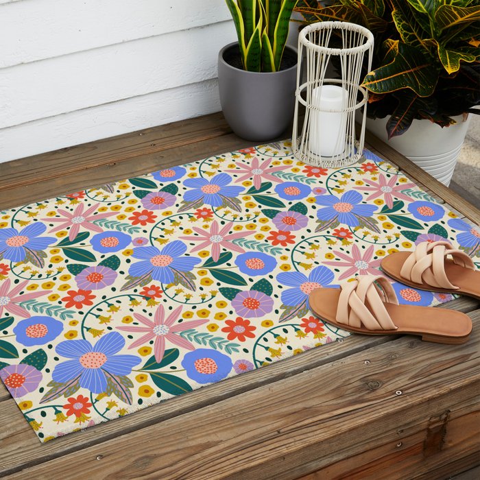 Pure Joy - colorful Floral  Outdoor Rug Gallery Image 2