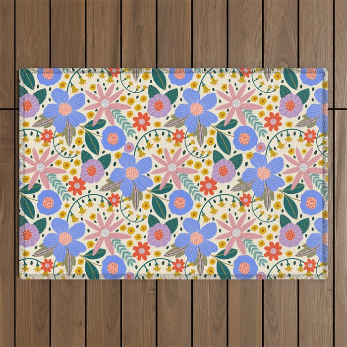 Pure Joy - colorful Floral  Outdoor Rug Gallery Image 1