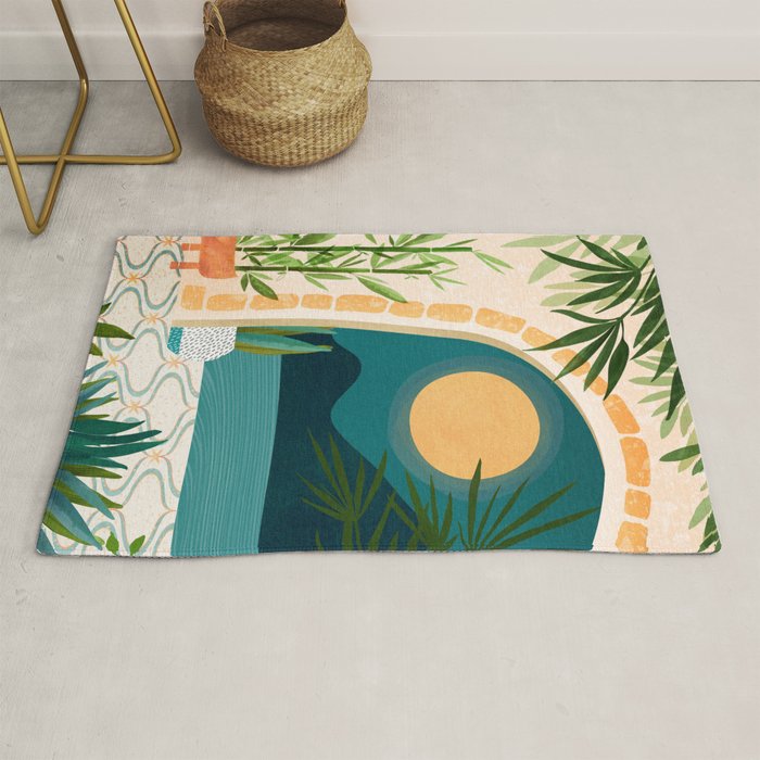 Full Moon Rising Night Landscape / Villa Series Rug Gallery Image 1