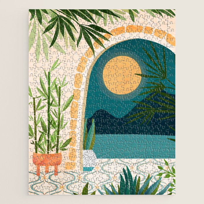 Full Moon Rising Night Landscape / Villa Series Jigsaw Puzzle Gallery Image 1