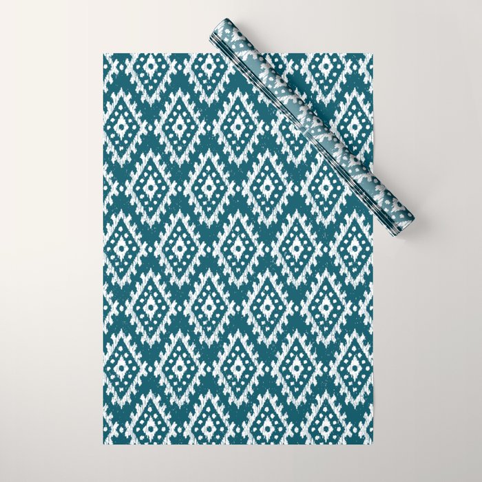 Coastl Ikat | Lagoon Blue Wrapping Paper Gallery Image 1