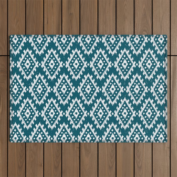 Coastl Ikat | Lagoon Blue Outdoor Rug Gallery Image 1