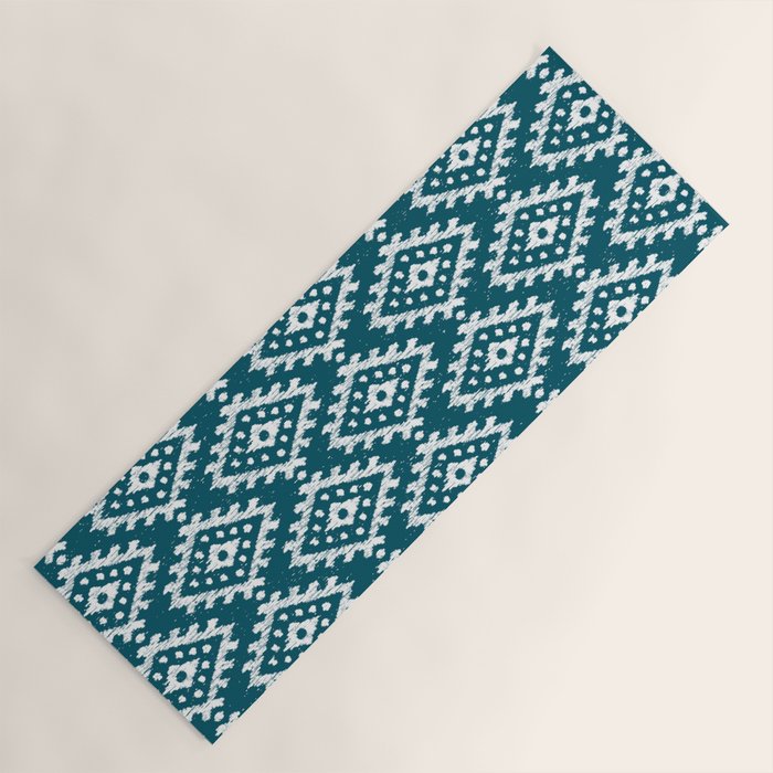 Coastl Ikat | Lagoon Blue Yoga Mat Gallery Image 1