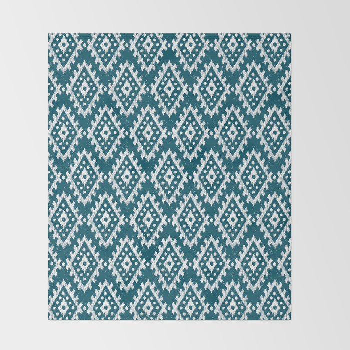 Coastl Ikat | Lagoon Blue Throw Blanket Gallery Image 2