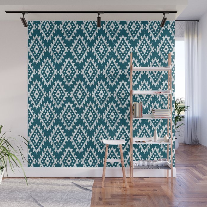 Coastl Ikat | Lagoon Blue Wall Mural Gallery Image 1
