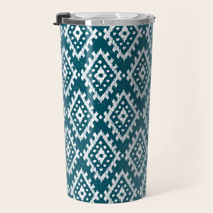 Coastl Ikat | Lagoon Blue Travel Mug Gallery Image 3