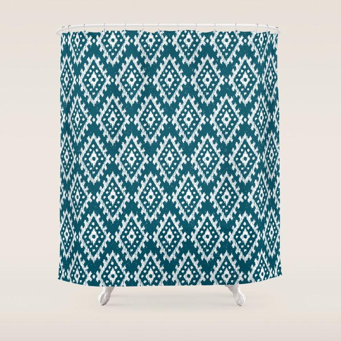 Coastl Ikat | Lagoon Blue Shower Curtain Gallery Image 1