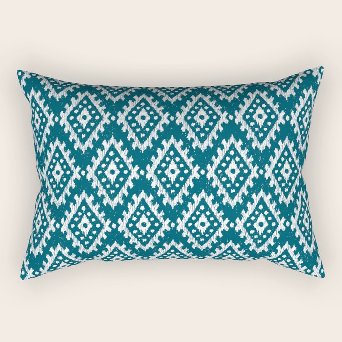 Coastl Ikat | Lagoon Blue Rectangular Pillow Gallery Image 1