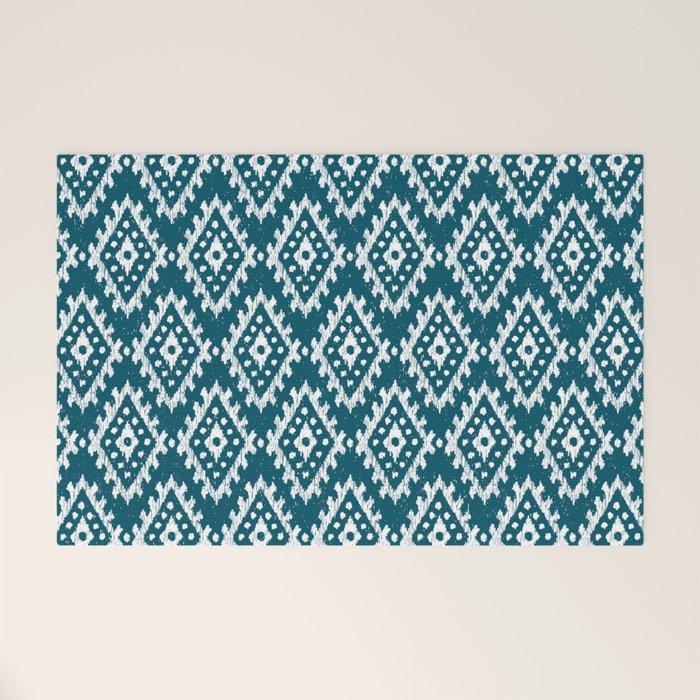 Coastl Ikat | Lagoon Blue Welcome Mat Gallery Image 1