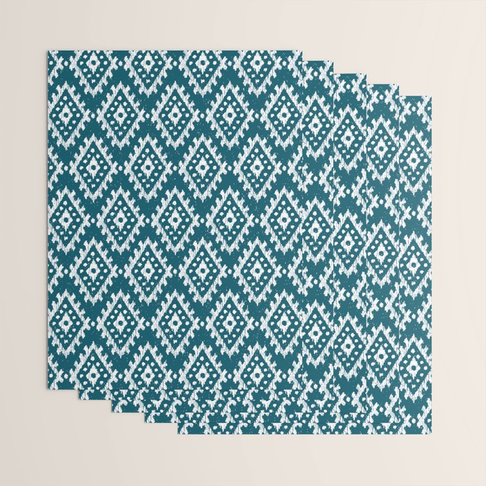 Coastl Ikat | Lagoon Blue Wrapping Paper Gallery Image 3