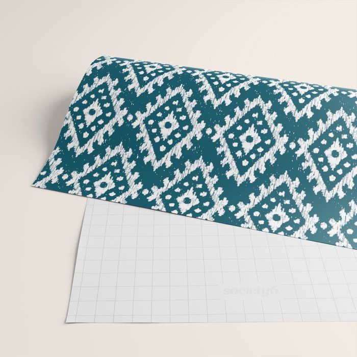 Coastl Ikat | Lagoon Blue Wrapping Paper Gallery Image 2