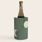 Mid Century Modern Geometric 126 in Forest Green Shades (Rainbow and Sun Abstraction) Wine Chiller Gallery Image 1