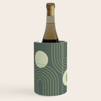 Mid Century Modern Geometric 126 in Forest Green Shades (Rainbow and Sun Abstraction) Wine Chiller Gallery Image 3