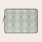 Wavy lines and tiny blooms - sage green tones pattern Laptop Sleeve Gallery Image 1