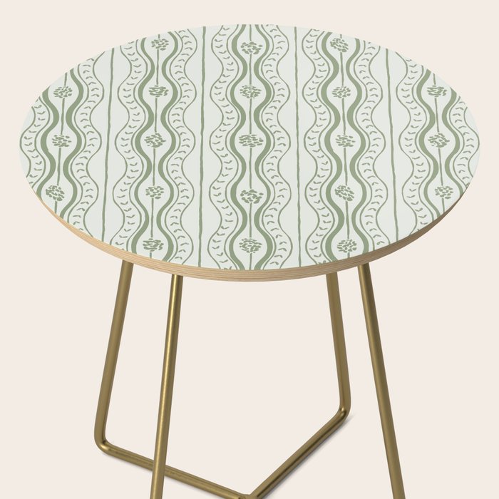 Wavy lines and tiny blooms - sage green tones pattern Side Table Gallery Image 2