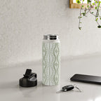 Wavy lines and tiny blooms - sage green tones pattern Water Bottle Gallery Image 4