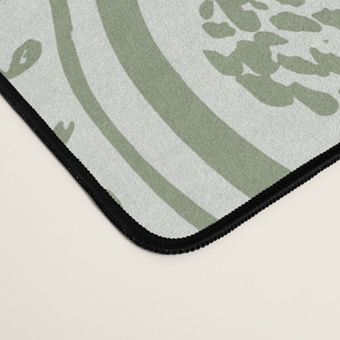 Wavy lines and tiny blooms - sage green tones pattern Desk Mat Gallery Image 4