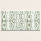 Wavy lines and tiny blooms - sage green tones pattern Desk Mat Gallery Image 3