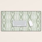 Wavy lines and tiny blooms - sage green tones pattern Desk Mat Gallery Image 1