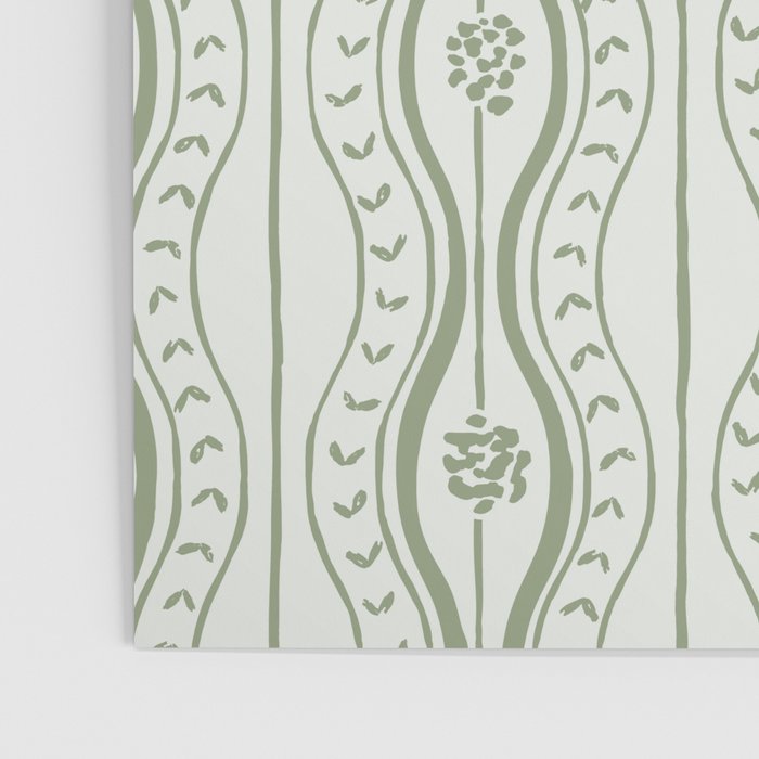Wavy lines and tiny blooms - sage green tones pattern Poster Gallery Image 3
