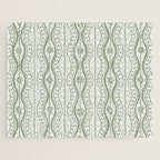 Wavy lines and tiny blooms - sage green tones pattern Jigsaw Puzzle Gallery Image 1