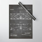 Wright Brother'S Plane Patent - Aviation Art - Black Chalkboard Wrapping Paper Gallery Image 1