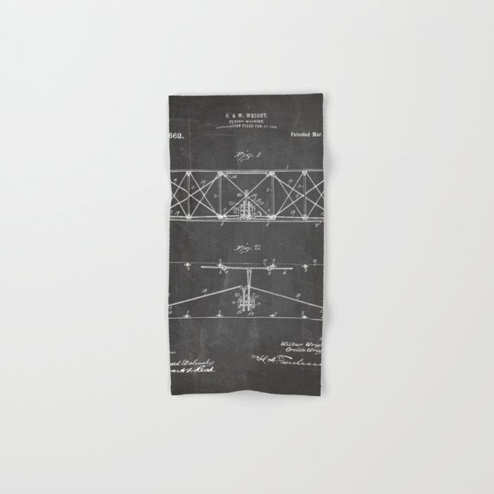 Wright Brother'S Plane Patent - Aviation Art - Black Chalkboard Towels Gallery Image 1
